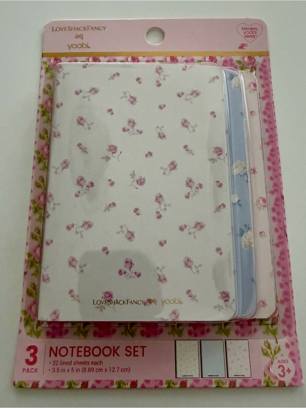 LoveShackFancy x Yoobi Floral Mini Notebook Set 3 Pack